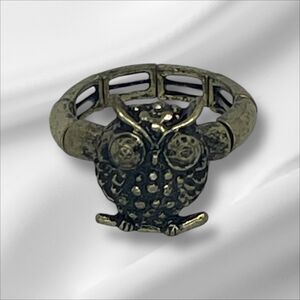 Vintage Owl Stretch Ring Gold Tone Elegant Animals Fashion Intricate VTG
